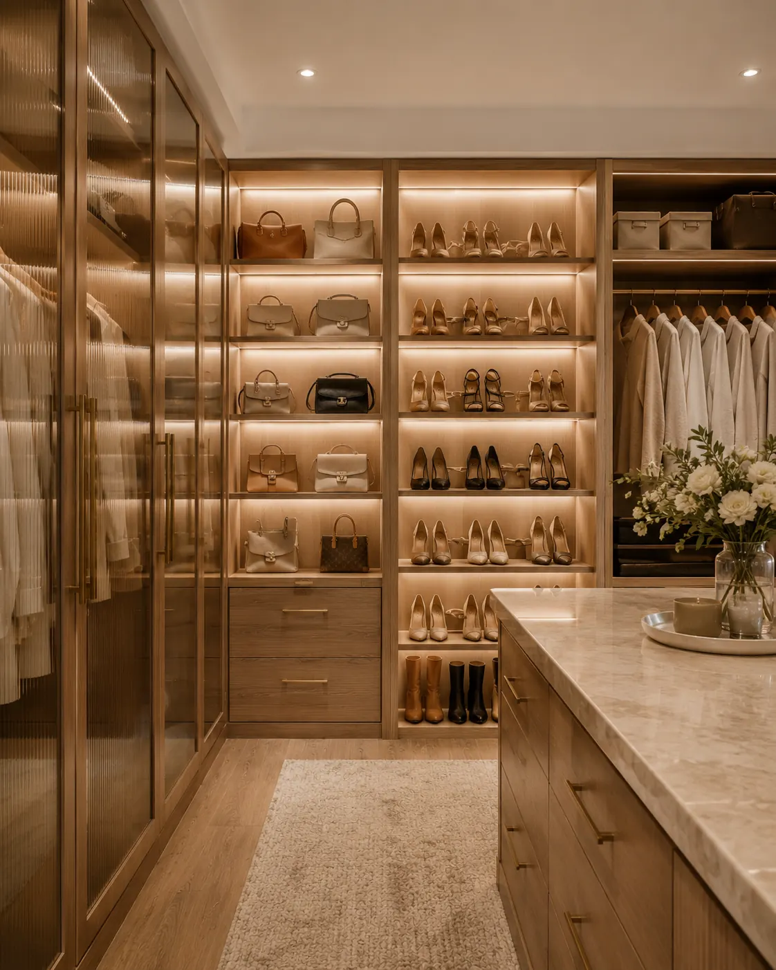 Bag and shoe lit display shelves