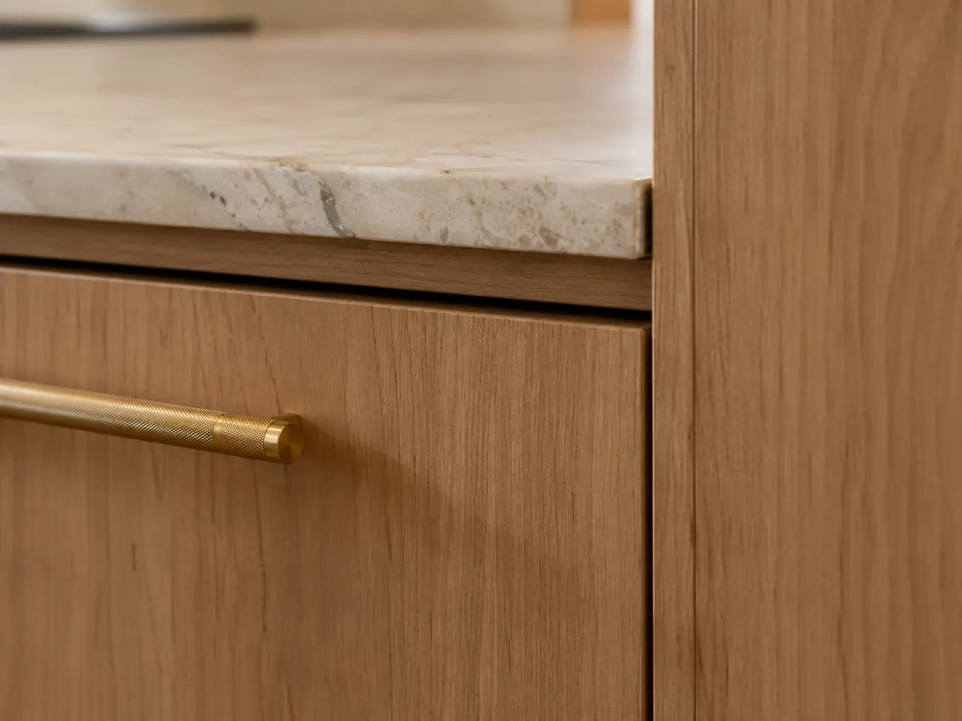 Marble bench brass handle detail