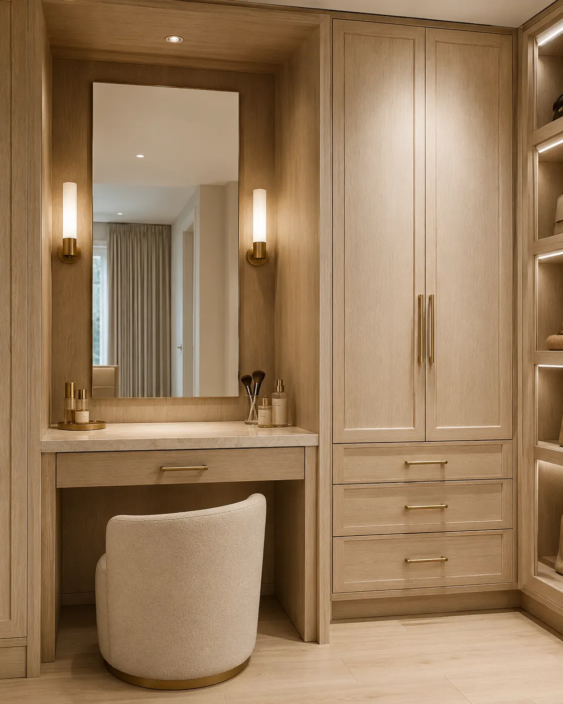 Linen and timber makeup station