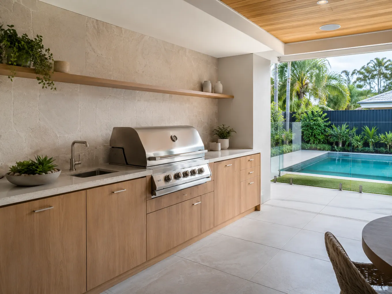 Timber outdoor BBQ station